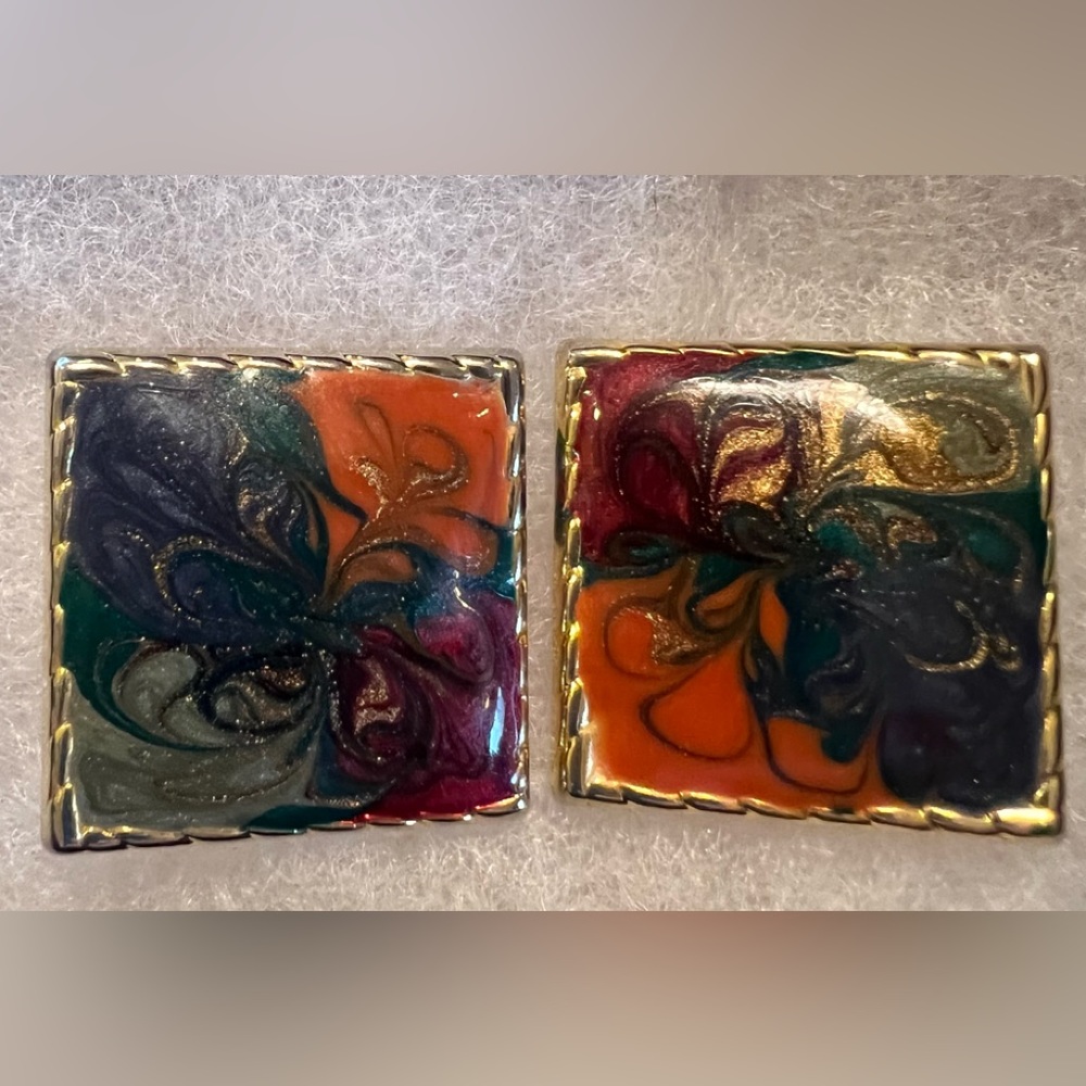 Vintage Colorful Clip On Earrings